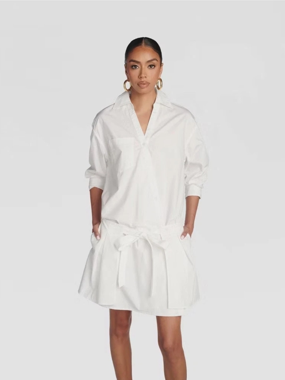 KBB by KAHLANA Women 'The Apron Shirt Dress' - White XXL